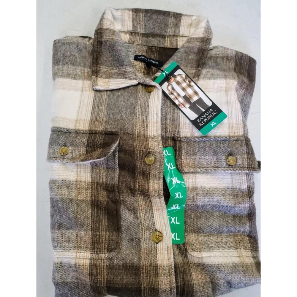 Banana Republic Ladies' Shirt Jacket - Brown PLAID (Size XL) Y18